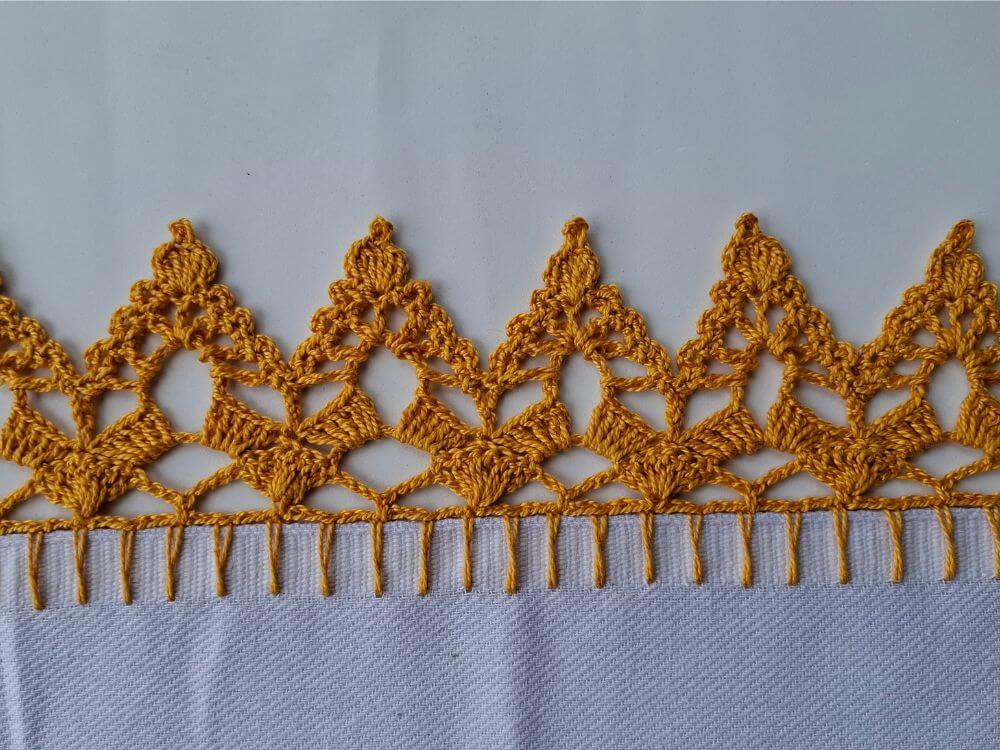 Bico de Crochê Delicado e Fácil para Pano de Prato (5 Carreiras)